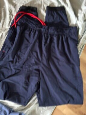 size medium womens work out pants leggings athletic blue track gym